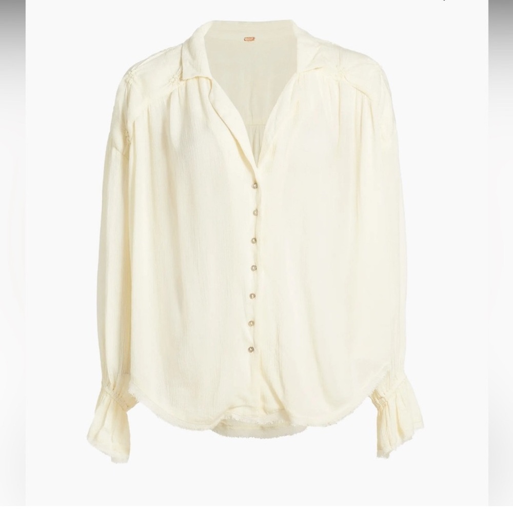 Free People Olivia Cream Button Down Shirt